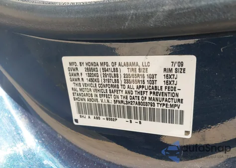 2010 Honda Odyssey Lx из США, поврежденный, VIN 5FNRL3H27AB003793